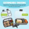 imageTasty 2Piece Snack ampamp Bento Box Set Includes Lunch Box ampamp Snack Box Portable Food Storage with BuiltIn Phone Stand Carry Handles Gray