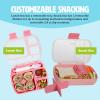 imageTasty 2Piece Snack ampamp Bento Box Set Includes Lunch Box ampamp Snack Box Portable Food Storage with BuiltIn Phone Stand Carry Handles Pink