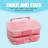 imageTasty 2Piece Snack ampamp Bento Box Set Includes Lunch Box ampamp Snack Box Portable Food Storage with BuiltIn Phone Stand Carry Handles Pink