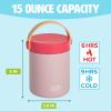imageTasty Food Jar with Folding Handle Portable Snack Travel or Lunch Container Stainless Steel Insulated Vacuum with LeakProof Lid Keeps Food Hot or Cold for Hours 15Ounce PinkPink