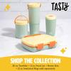 imageTasty Food Jar with Folding Handle Portable Snack Travel or Lunch Container Stainless Steel Insulated Vacuum with LeakProof Lid Keeps Food Hot or Cold for Hours 15Ounce PinkAqua