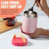 imageTasty Food Jar with Folding Handle Portable Snack Travel or Lunch Container Stainless Steel Insulated Vacuum with LeakProof Lid Keeps Food Hot or Cold for Hours 15Ounce PinkPink