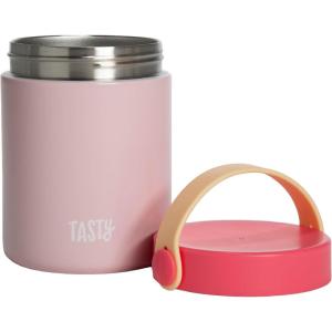 imageTasty Food Jar with Folding Handle Portable Snack Travel or Lunch Container Stainless Steel Insulated Vacuum with LeakProof Lid Keeps Food Hot or Cold for Hours 15Ounce PinkPink
