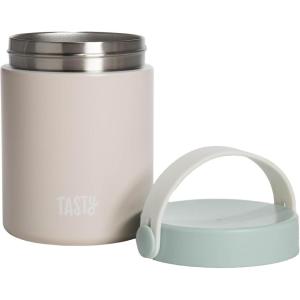 imageTasty Food Jar with Folding Handle Portable Snack Travel or Lunch Container Stainless Steel Insulated Vacuum with LeakProof Lid Keeps Food Hot or Cold for Hours 15Ounce PinkCream