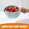 imageTasty 2in1 Swing Bowl Colander BuiltIn Strainer Basket with Handle Kitchen Hack for Rinsing and Draining for Fruits Vegetables and Pasta 21Quart Bowl  19Quart Strainer Aqua
