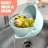 imageTasty 2in1 Swing Bowl Colander BuiltIn Strainer Basket with Handle Kitchen Hack for Rinsing and Draining for Fruits Vegetables and Pasta 21Quart Bowl  19Quart Strainer Aqua