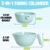 imageTasty 2in1 Swing Bowl Colander BuiltIn Strainer Basket with Handle Kitchen Hack for Rinsing and Draining for Fruits Vegetables and Pasta 21Quart Bowl  19Quart Strainer Aqua