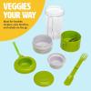 imageTasty 2in1 Vegetable Spiralizer and Salad Container Travel Fork Included Dishwasher Safe Multiple Compartments Green