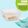 imageTasty Stackable Bento Box 37 oz Base with Removable Toppings Tray ampamp Sauce Cup Includes Knife ampamp Spork EasyLatch Lid Dishwasher Safe Aqua