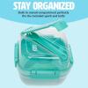 imageTasty Stackable Bento Box 37 oz Base with Removable Toppings Tray ampamp Sauce Cup Includes Knife ampamp Spork EasyLatch Lid Dishwasher Safe Aqua