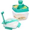 imageTasty Stackable Bento Box 37 oz Base with Removable Toppings Tray ampamp Sauce Cup Includes Knife ampamp Spork EasyLatch Lid Dishwasher Safe Aqua